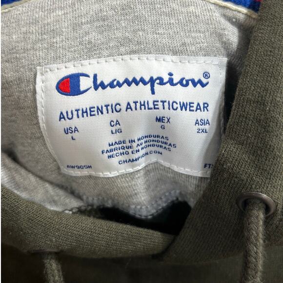 Champion Men's Powerblend Fleece Hoodie Olive Large - Picture 3 of 5